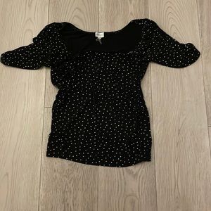 Black polka dot top